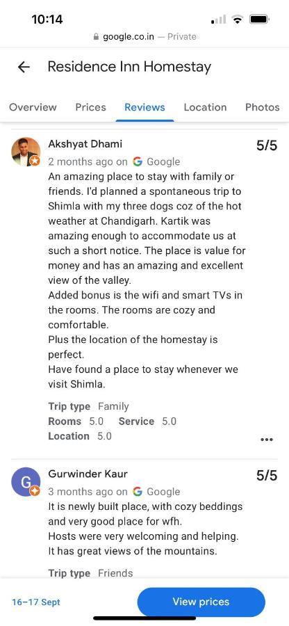 Residence Inn Homestay Shimla Exteriör bild